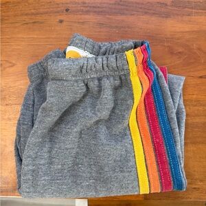 Aviator Nation gray signature stripe sweat pants